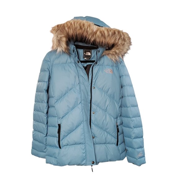 The North Face Women's Down 900 Fill Power Blue Jacket Size Large Like New